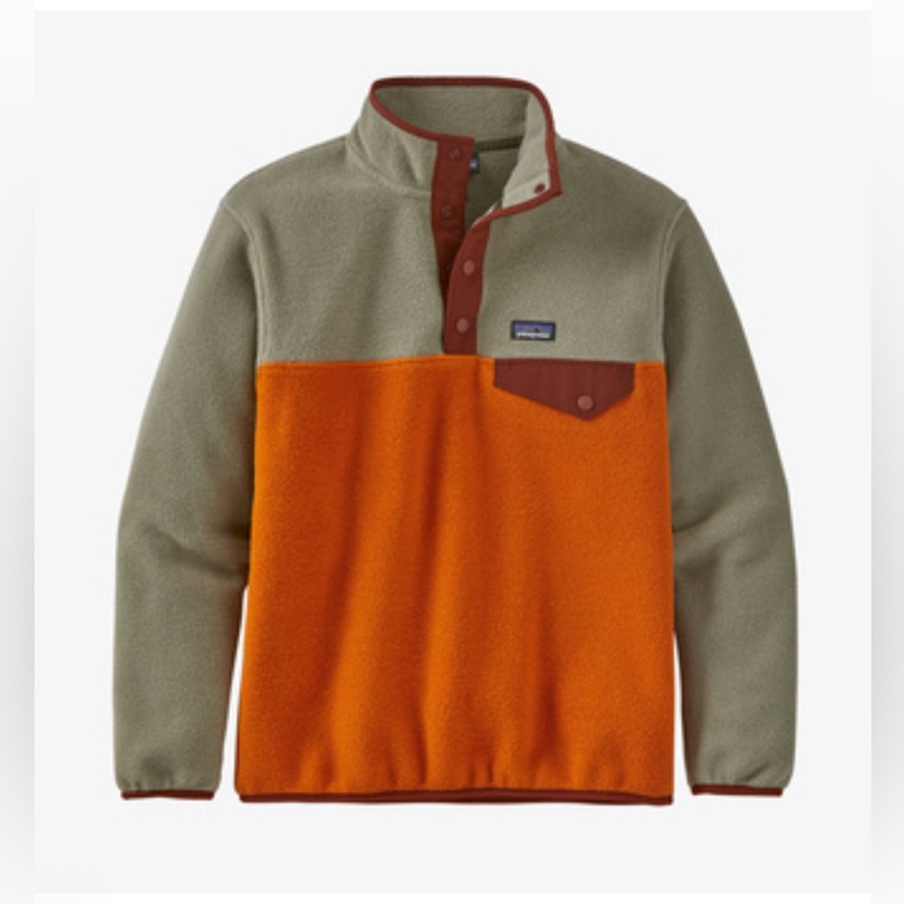 Patagonia Kids Lightweight Synchilla Fleece Snap-T Pullover Desert Orange/ Tan M